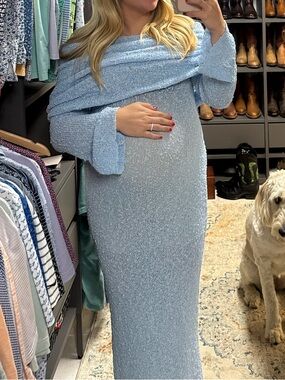 Meshki Light Blue Maxi Knit Dress